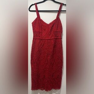 Express Elegant Red Lace Dress Size 4